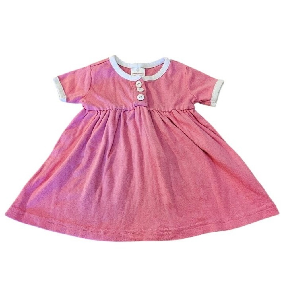 Hanna Andersson Pink Organic Cotton Baby Dress Size 70 Short Sleeve 6-12 Months
